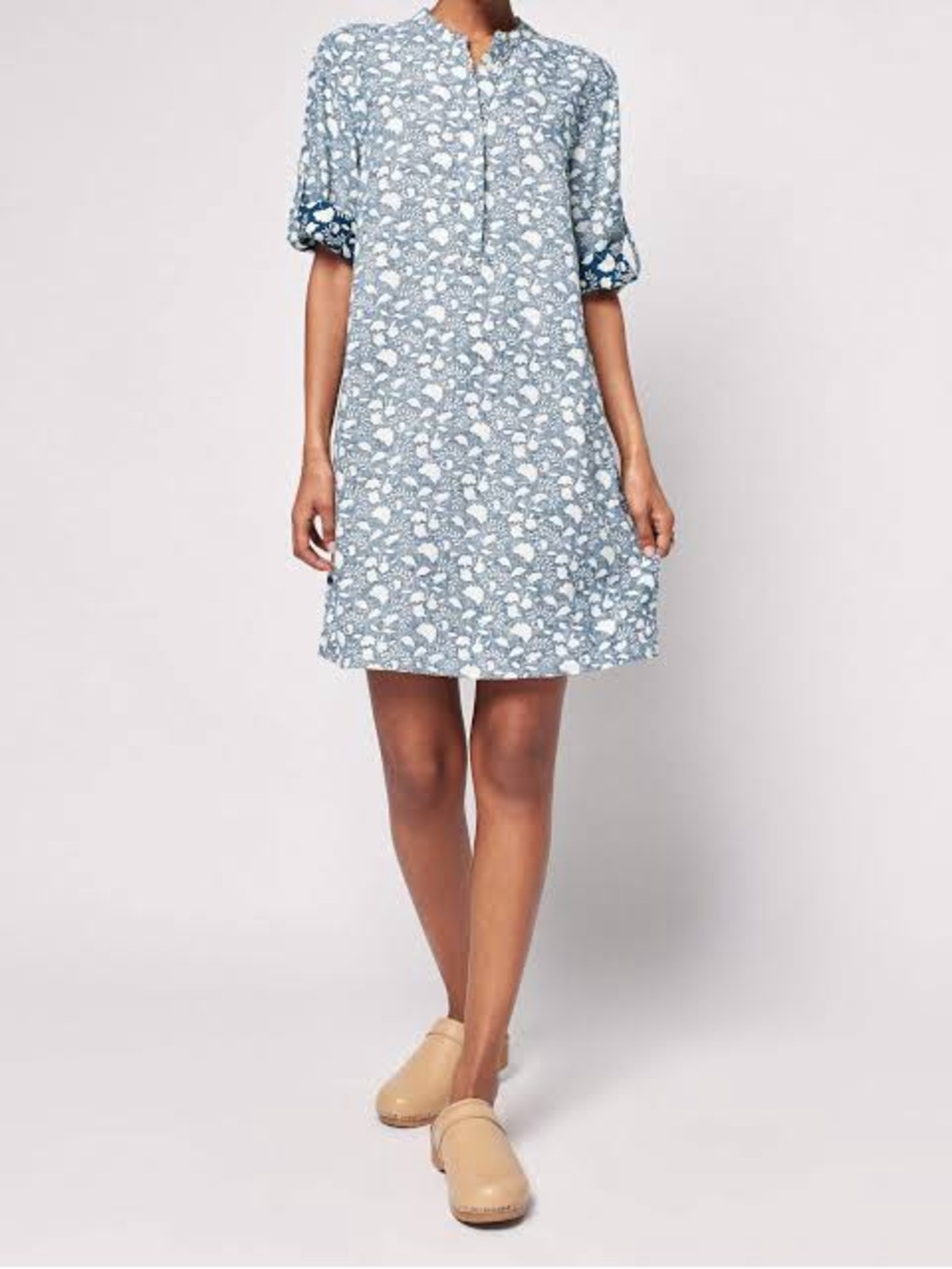 Faherty Penelope Long-Sleeve Popover Shirt Dress, Blue, Size Small